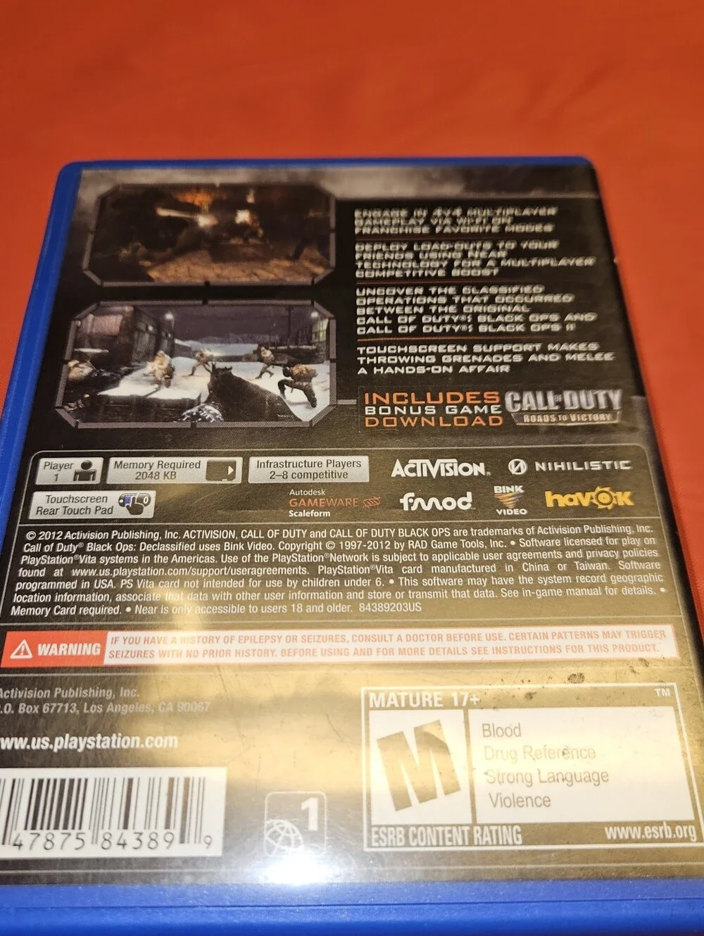 Sony PS Vita Call of Duty: Black Ops Declassified - In Original Case- EUC